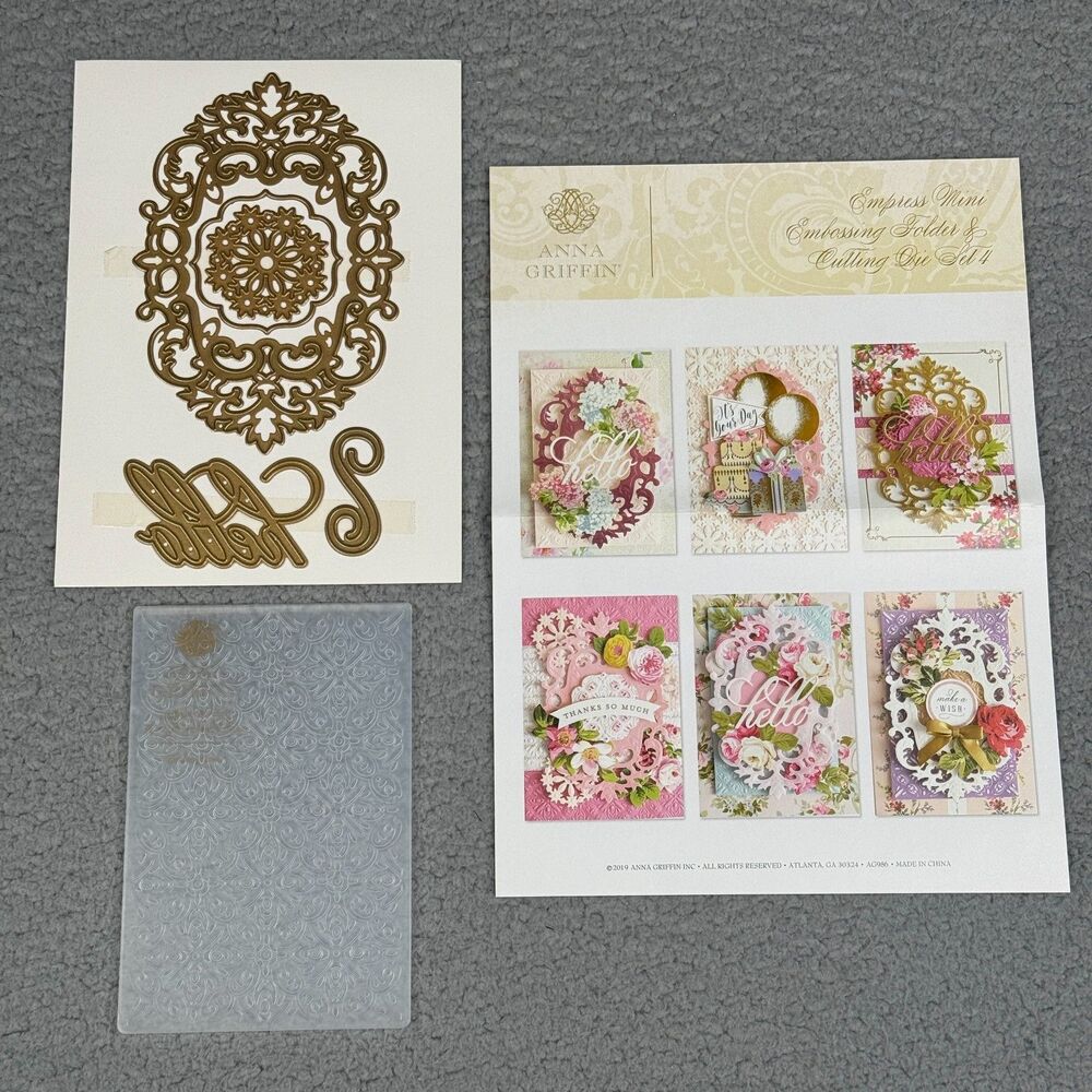 Anna Griffin Empress Mini Embossing Folder and Cutting Die Set 4 AG986 New